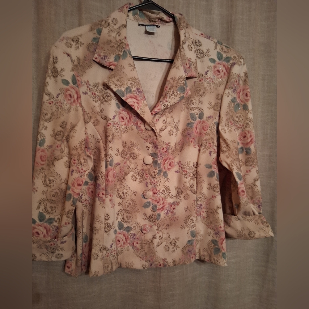 Floral Blazer with Pink and Blue Accents